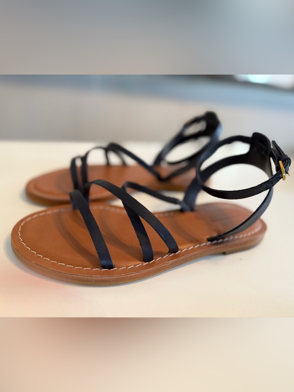 BODEN Navy Strappy Leather Sandals - Women